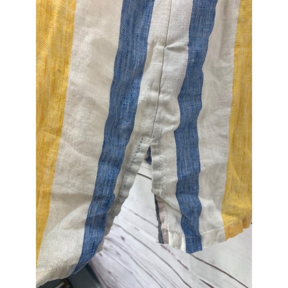 C&C California Multicolored‎ Striped Linen Medium Blouse - Picture 5 of 10